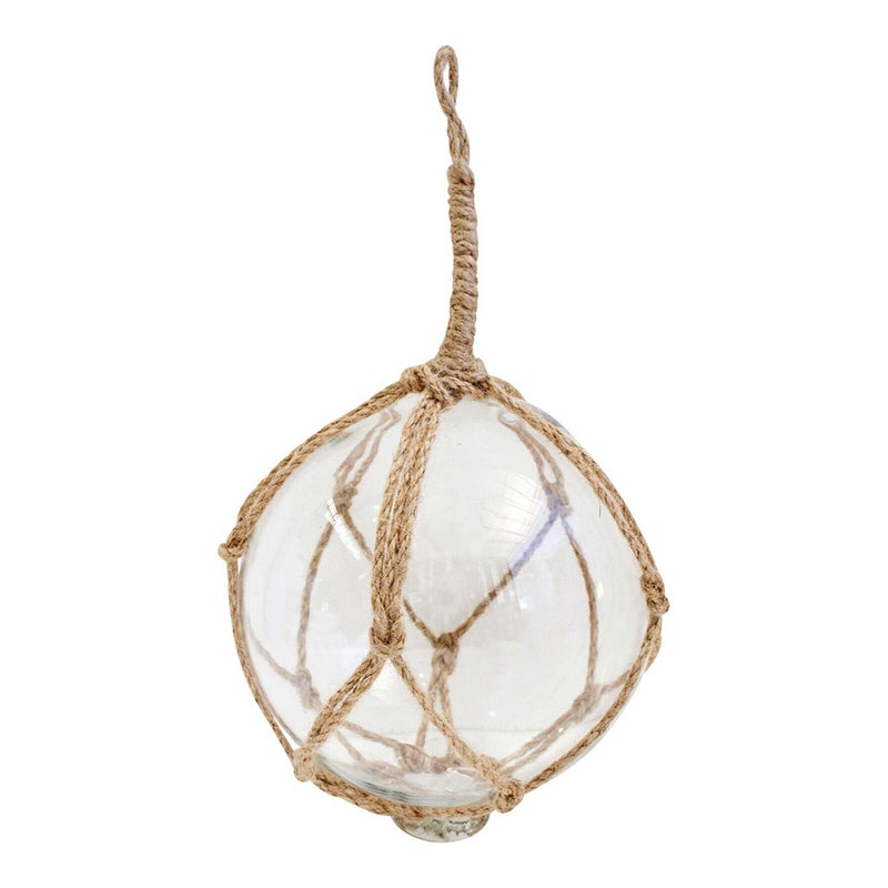 Buy Glass Round 12cm Ball Sphere w/ Jute Rope Hanging Home Room Decor ...