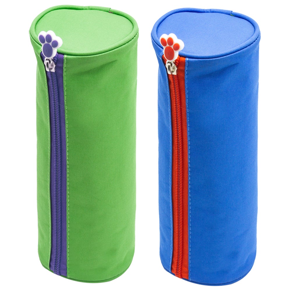 Glitter Critters Roll Me Barrel Case Fabric Pencil Storage Bag Blue & Green