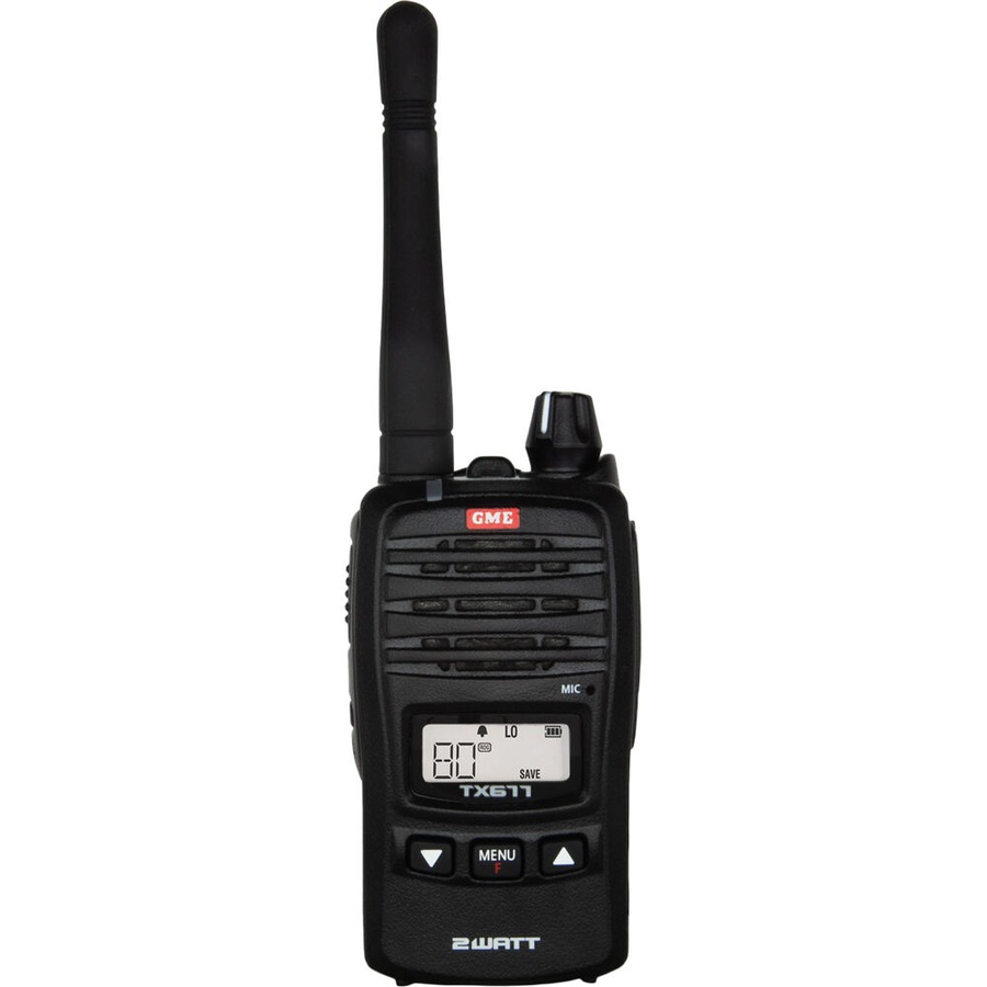 GME UHF CB 2 Watt Ultra Compact 80 Channel Handheld Radio Black