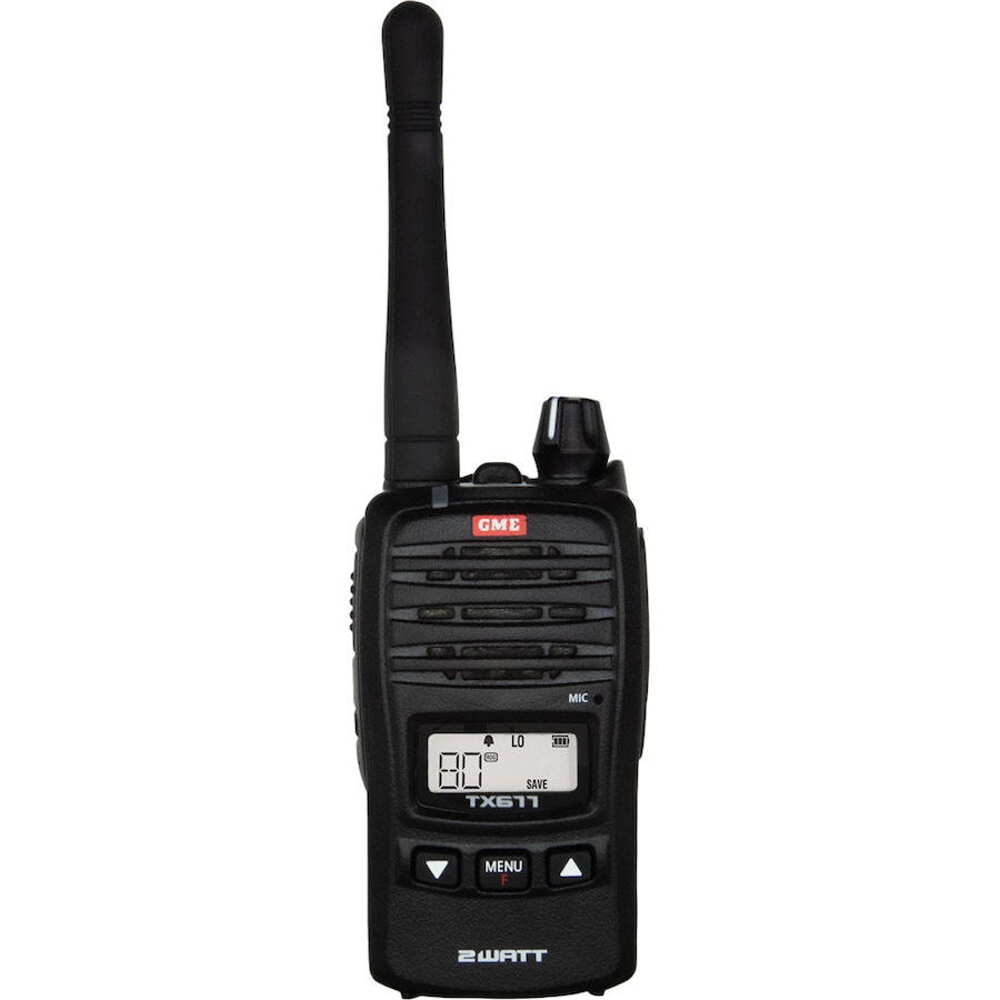 GME UHF CB 2 Watt Ultra Compact 80 Channel Handheld Radio Black