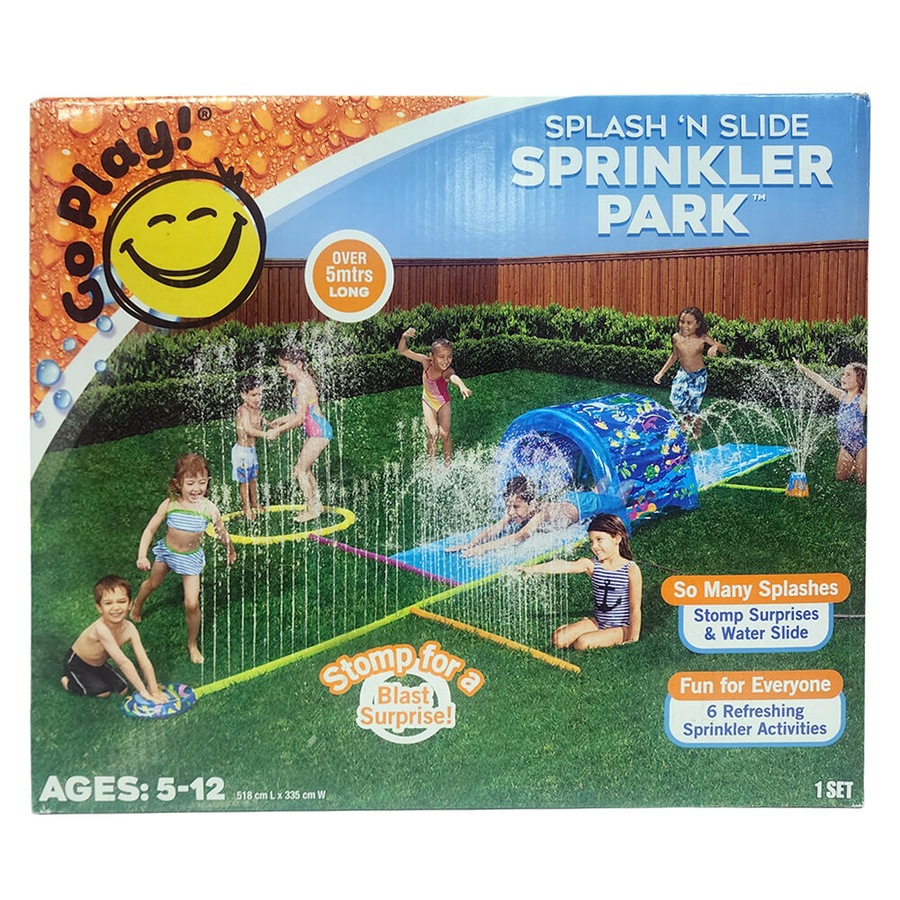 Go Play! Splash 'N Slide Inflatable Sprinkler Park with Water Volcano Kids 5Y+