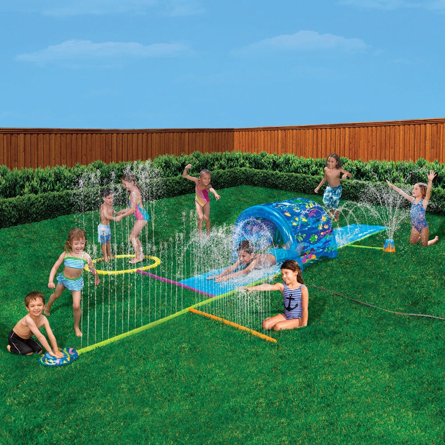 Go Play! Splash 'N Slide Inflatable Sprinkler Park with Water Volcano Kids 5Y+