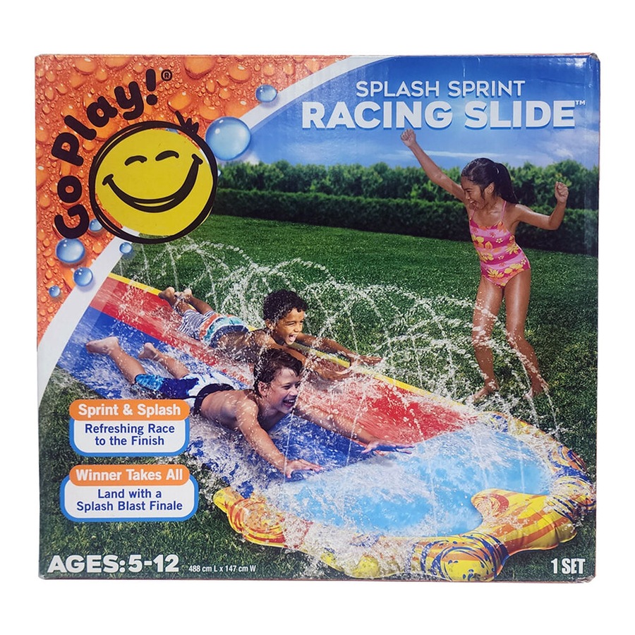 Buy Go Play! Splash Sprint Racing Slide w/ Two Lanes & Inflatable Pool ...