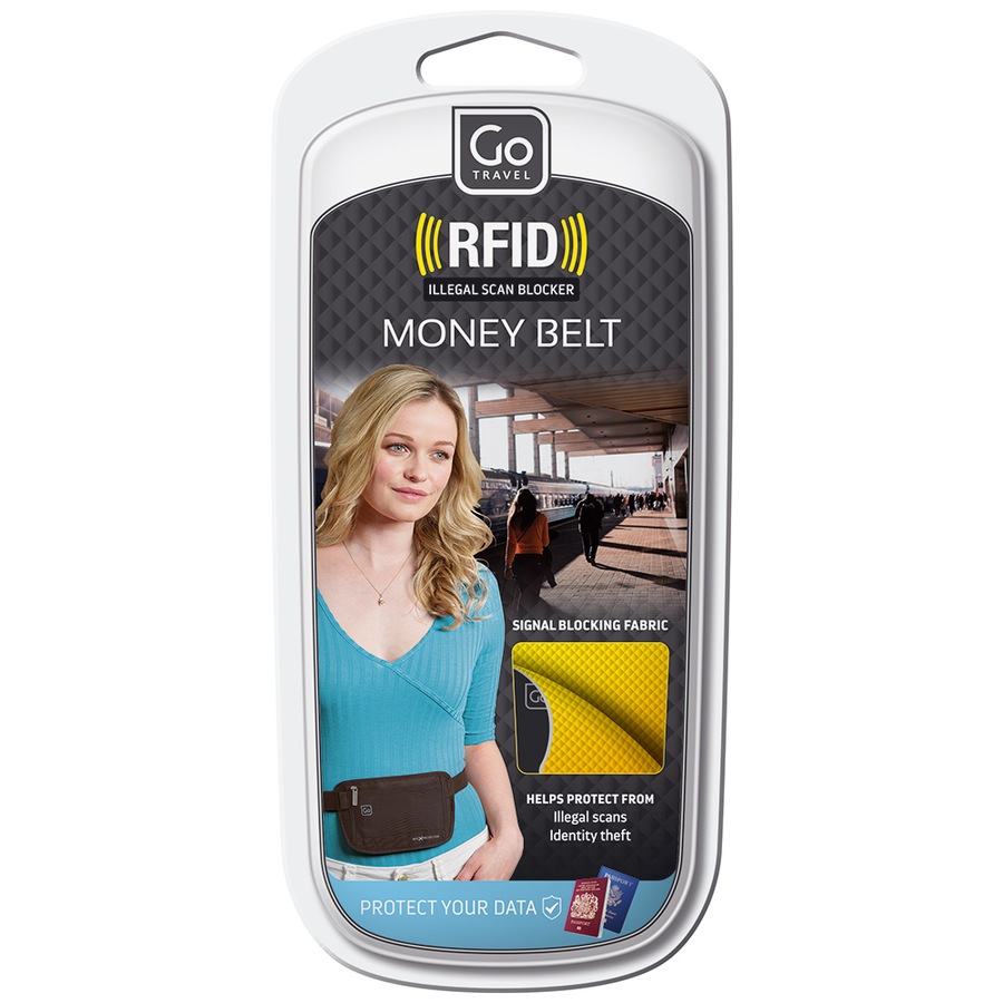 Go Travel RFID Protection Lightweight Money Belt Waist Belt Pouch/Travel Wallet