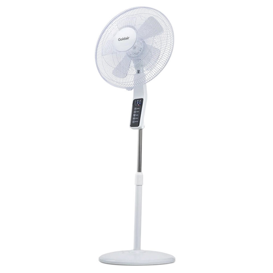 Goldair 3-Speed Whisper Quiet 40cm/60W Pedal Fan Floor Standing w/ Remote White