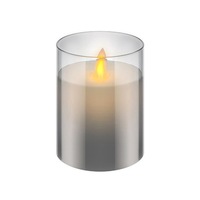 Goobay Battery-Operated 7.5x10cm LED Wax Candle in Glass Home/Room Decor Grey