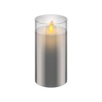 Goobay Battery-Operated 7.5x15cm LED Wax Candle in Glass Home/Room Decor Grey