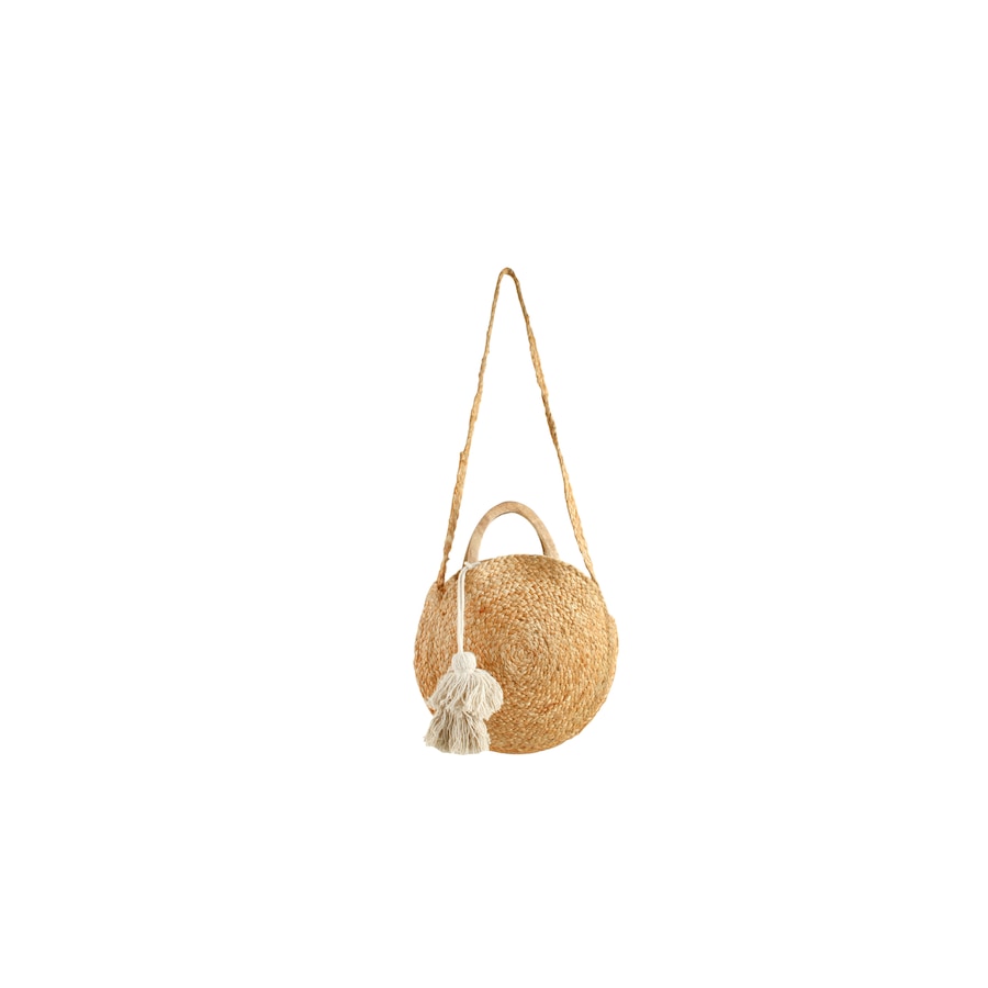 Good Vibes 30x30cm Shine Jute Shoulder Bag w/ Tassel Women Summer Beach Natural