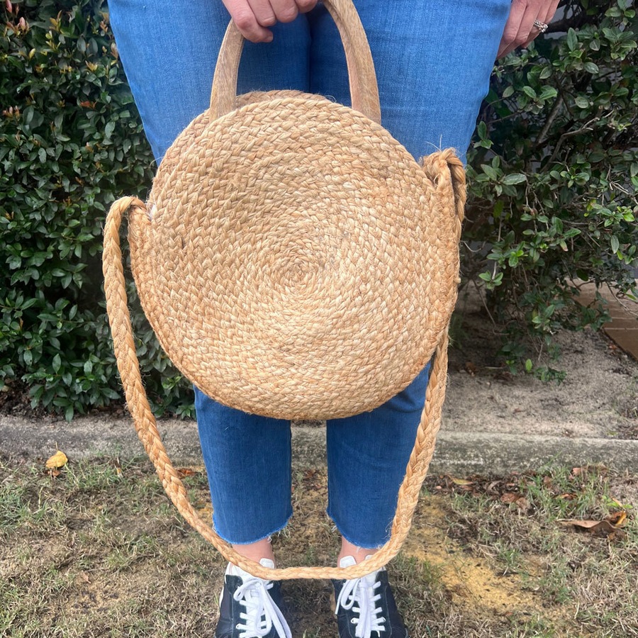 Good Vibes 30x30cm Shine Jute Shoulder Bag w/ Tassel Women Summer Beach Natural