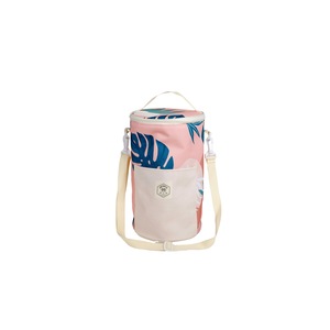 Good Vibes Barrel Outdoor Cooler Bag Blush Palm Print Camping Outdoors 34x20cm