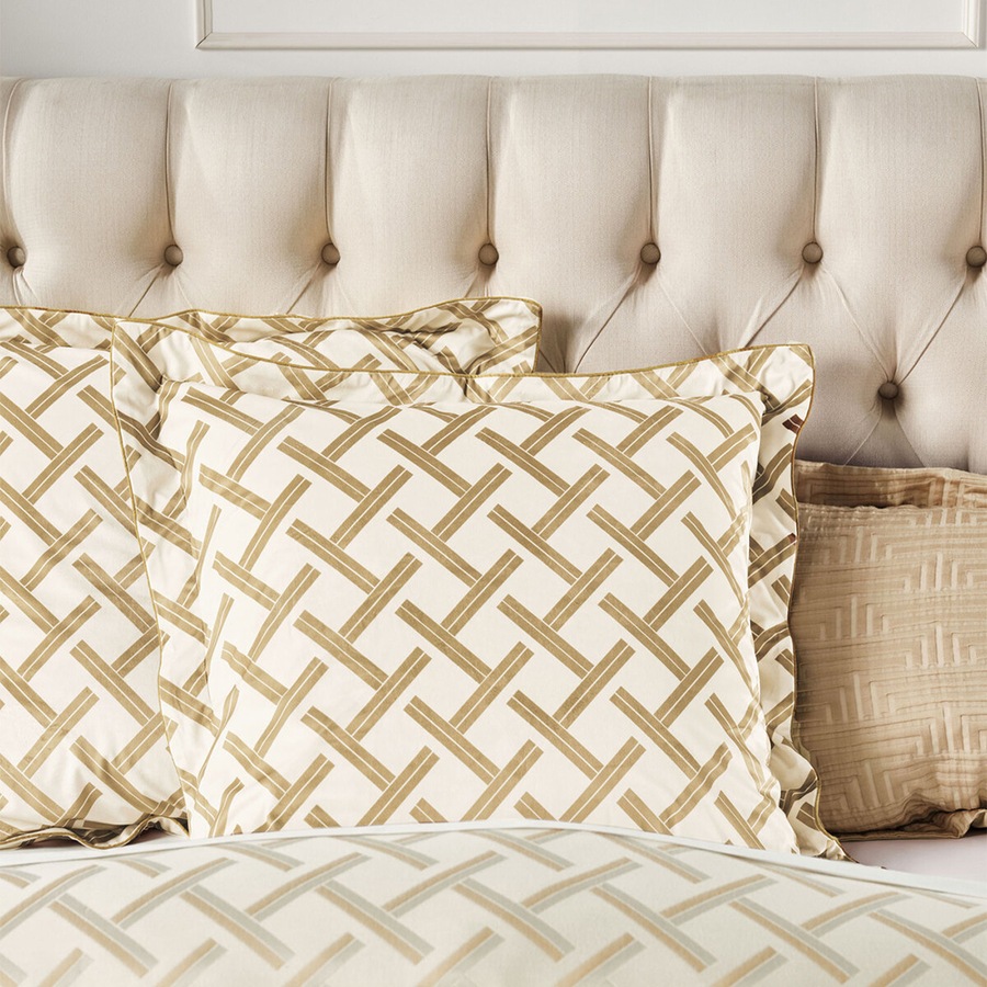 Grace by Linen House Valeria 65x65cm European Pillowcase Square Cover Champagne