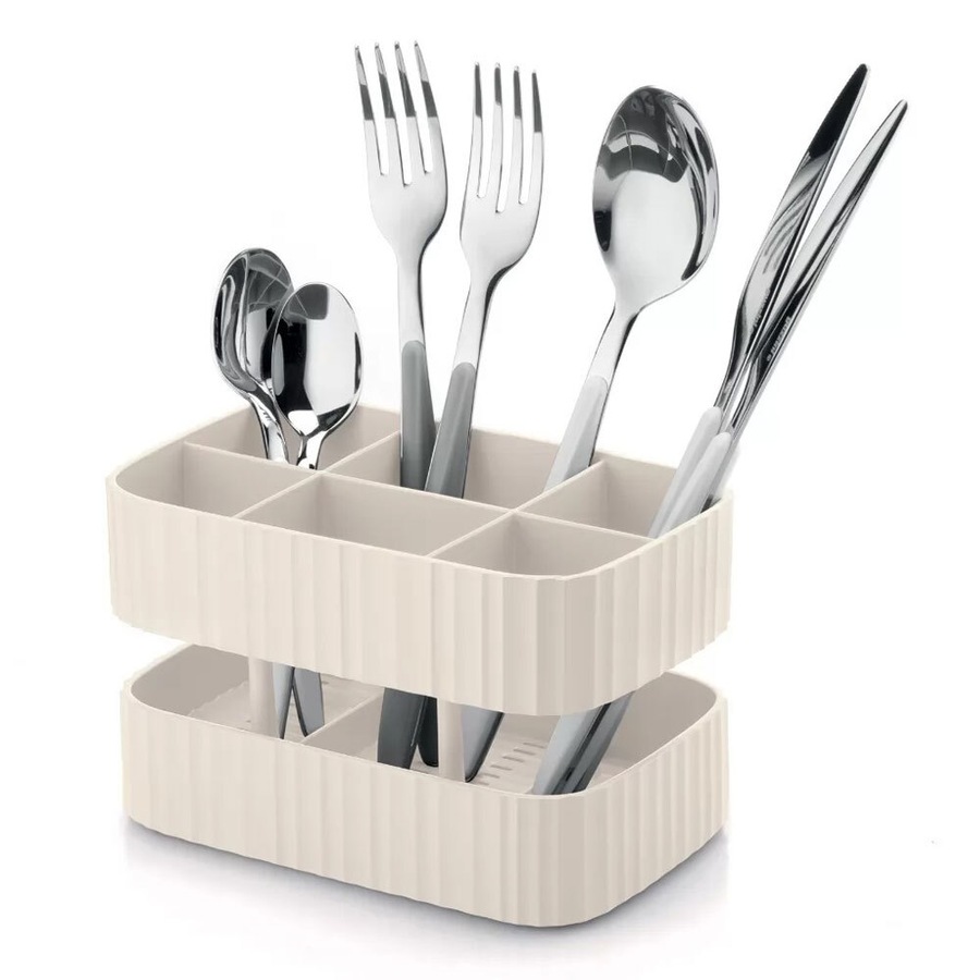 Guzzini 17x11cm Cutlery Drainer Kitchen Utensil Storage Basket Holder White