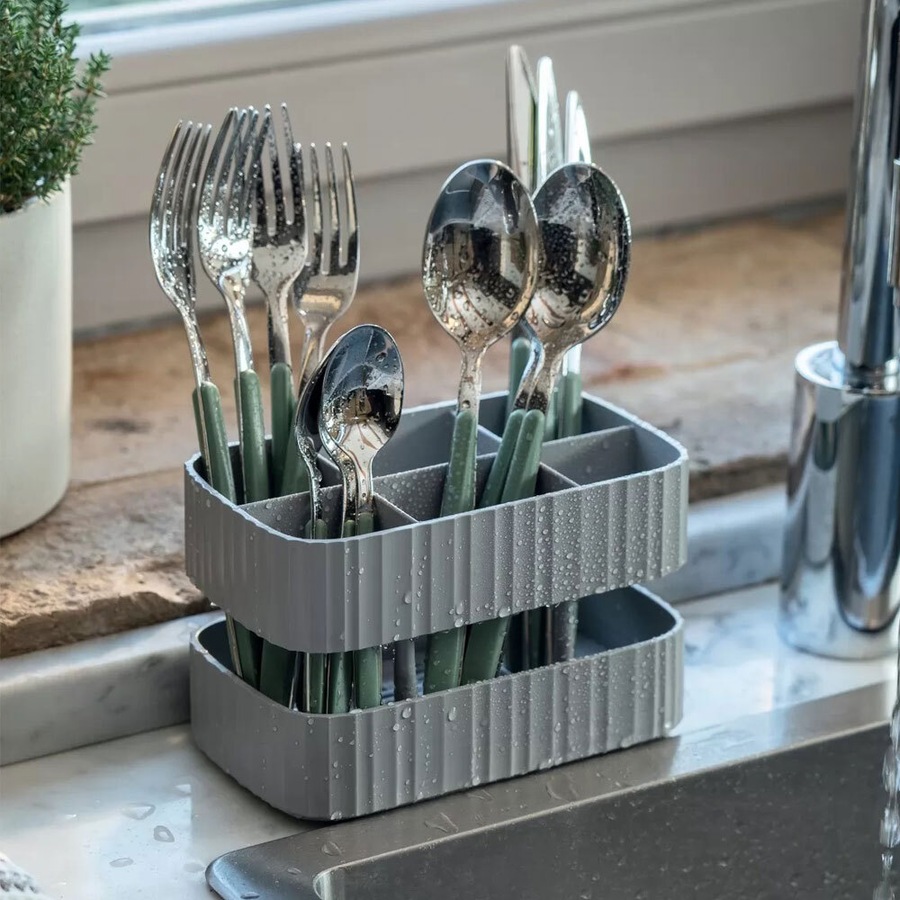 Guzzini 17x11cm Cutlery Drainer Kitchen Utensil Storage Basket Holder White