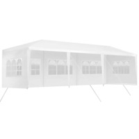 Hacienda 9x3m Marquee Gazebo Tent w/5 Walls Picnic/Garden/Backyard/Party White