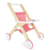 Hape Dolls Stroller/Pram Kids/Toddler 3y+ Play Parent Pretend Wooden Toy Pink