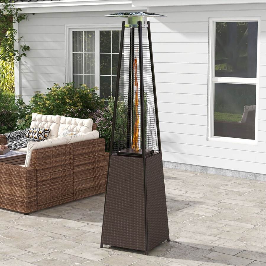 Havana Outdoors Steel Gas Pyramid Patio/Garden Outdoor Heater 227x52cm Rattan