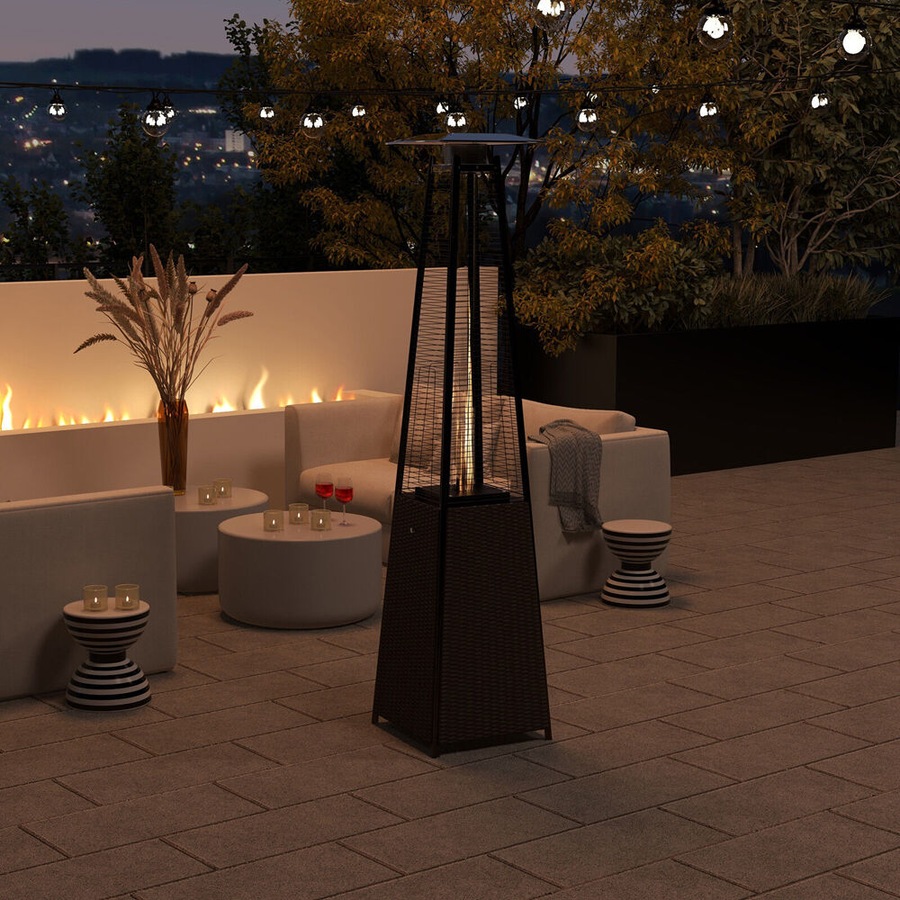Havana Outdoors Steel Gas Pyramid Patio/Garden Outdoor Heater 227x52cm Rattan