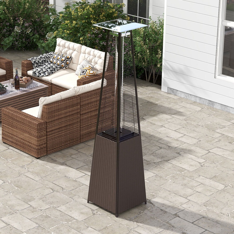 Havana Outdoors Steel Gas Pyramid Patio/Garden Outdoor Heater 227x52cm Rattan