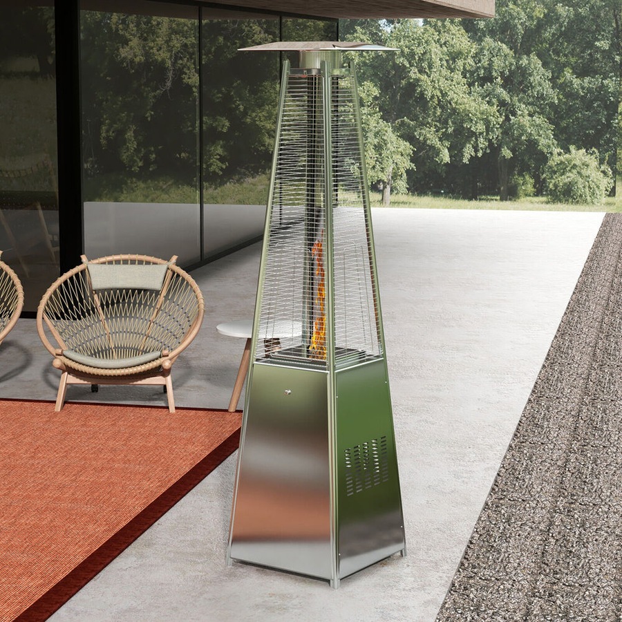 Havana Outdoors Steel Gas Pyramid Patio/Garden Outdoor Heater 227x52cm Stainless