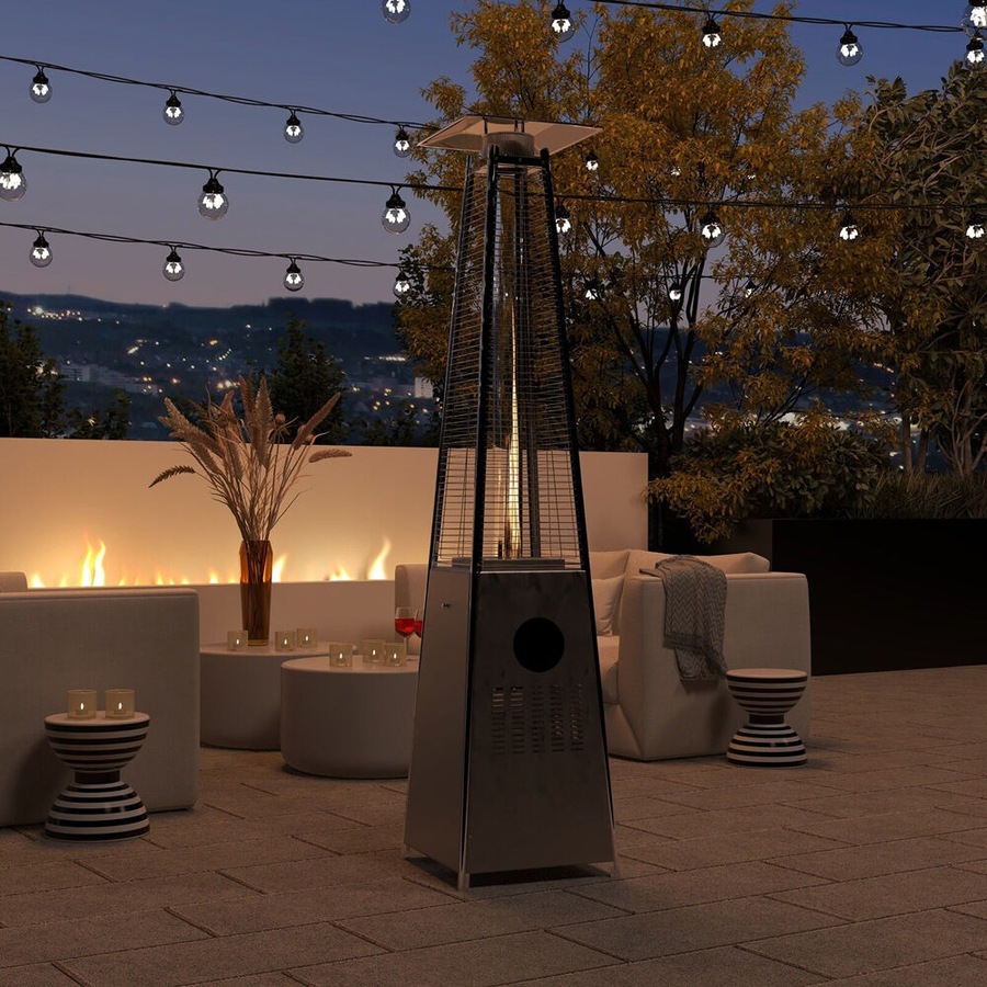 Havana Outdoors Steel Gas Pyramid Patio/Garden Outdoor Heater 227x52cm Stainless