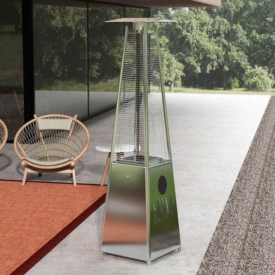 Havana Outdoors Steel Gas Pyramid Patio/Garden Outdoor Heater 227x52cm Stainless