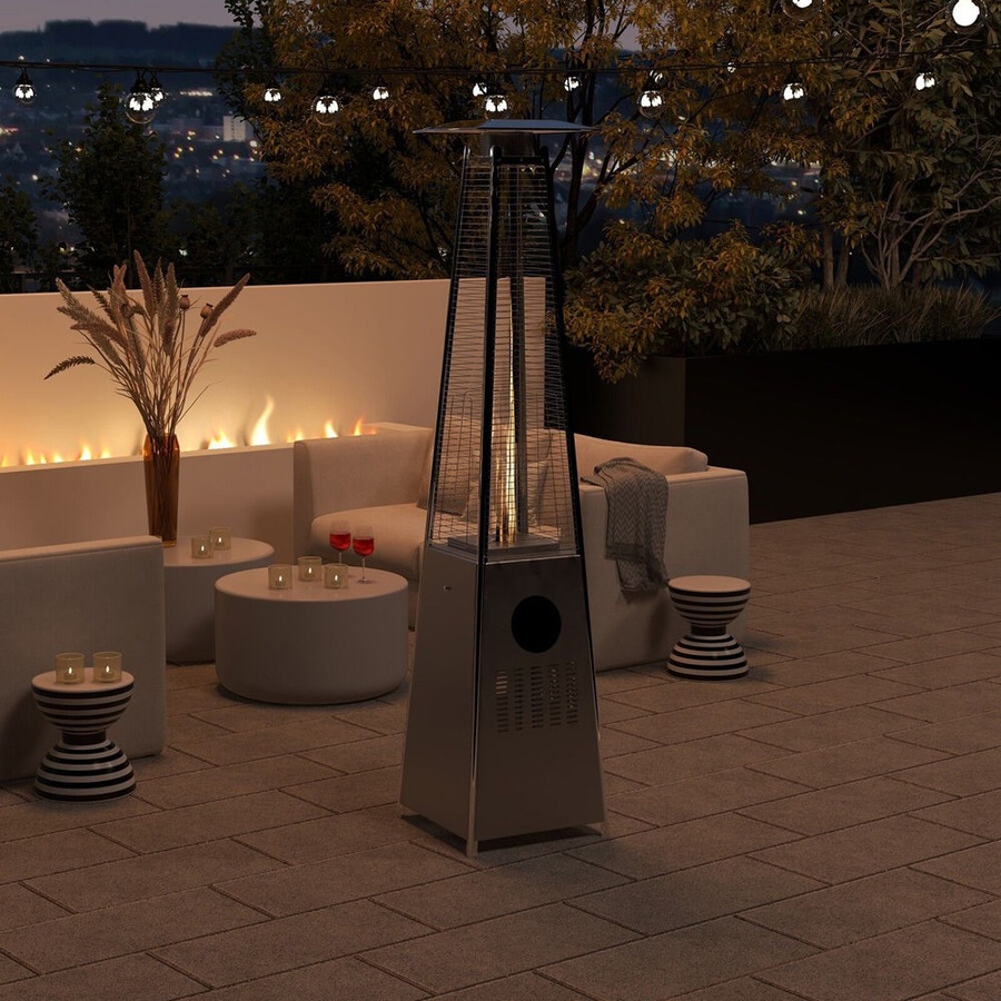 Havana Outdoors Steel Gas Pyramid Patio/Garden Outdoor Heater 227x52cm Stainless