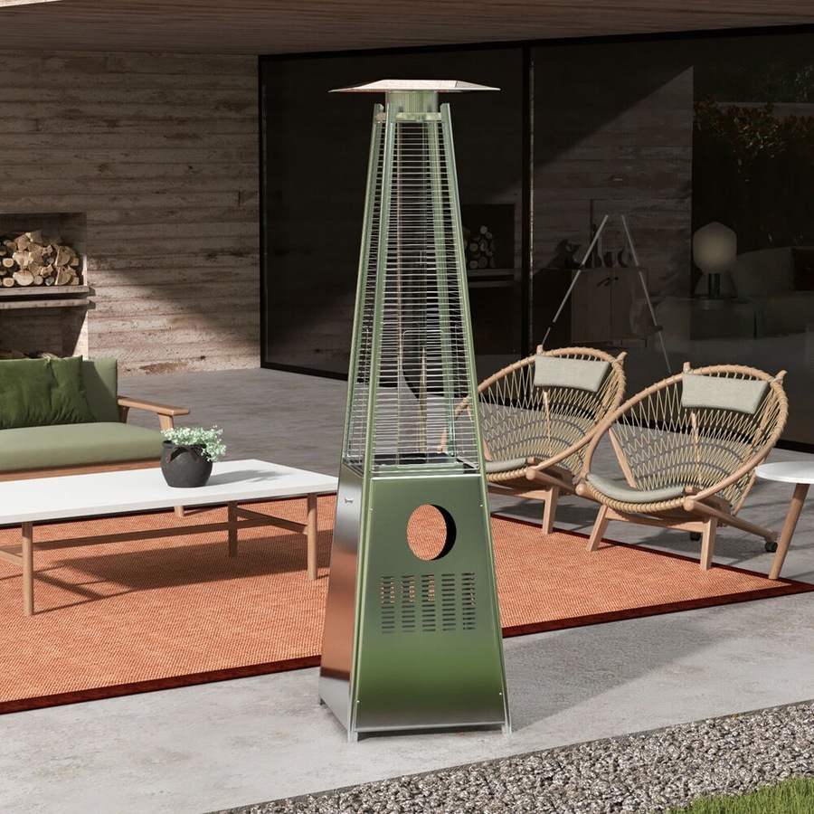 Havana Outdoors Steel Gas Pyramid Patio/Garden Outdoor Heater 227x52cm Stainless