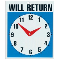 Headline 23cm Open Come In & Will Return Business Door/Window Shop Sign w/ Clock