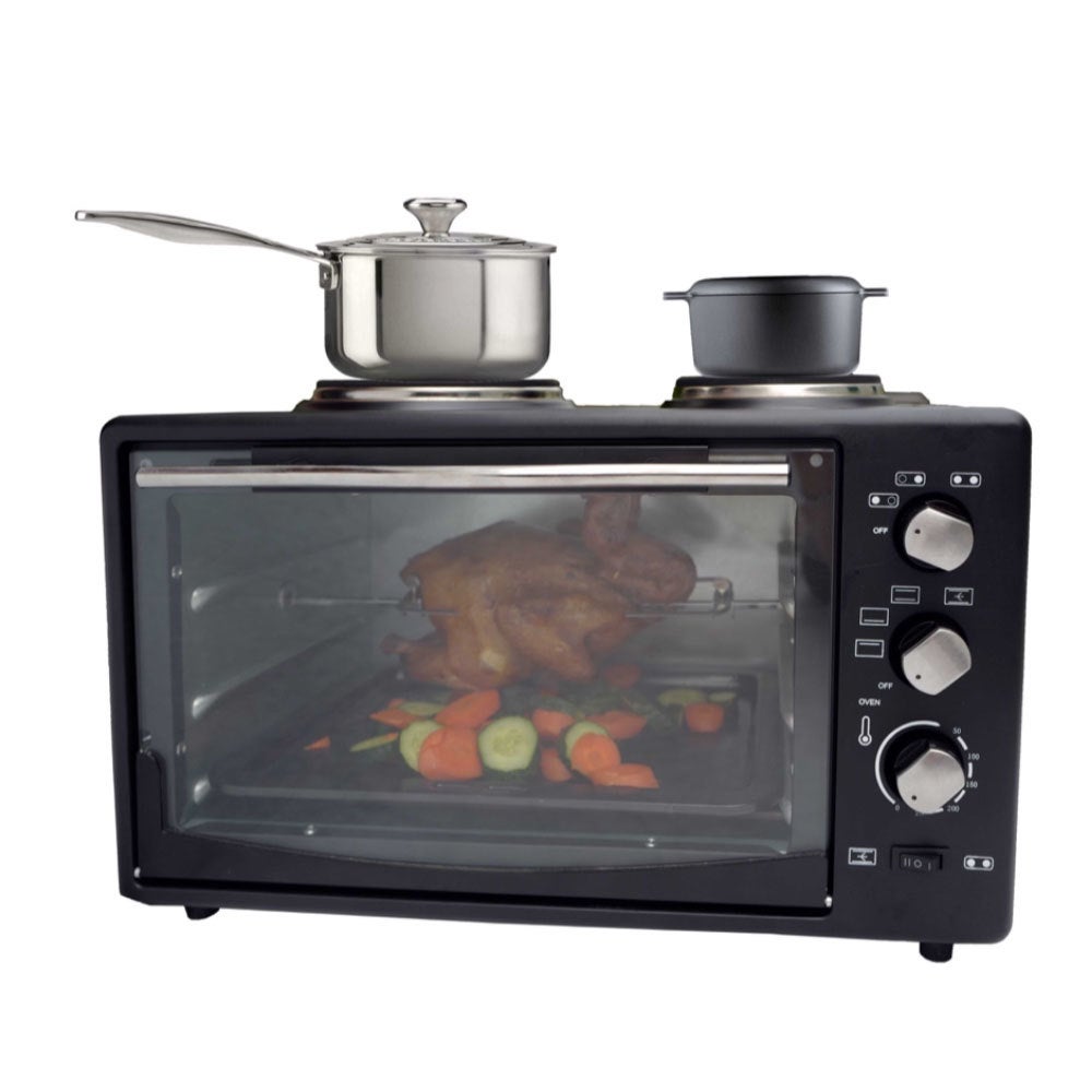 34L 1700W Portable Electric Rotisserie Grill/Toaster Oven/Dual Cooktop/Hot Plate