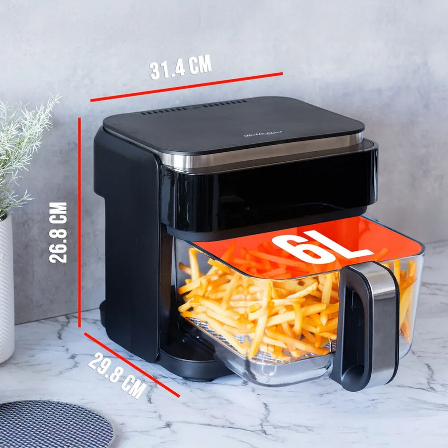 Healthy Choice 6L Digital Air Fryer/Electric Airfryer Oven w/Glass Basket 1400W