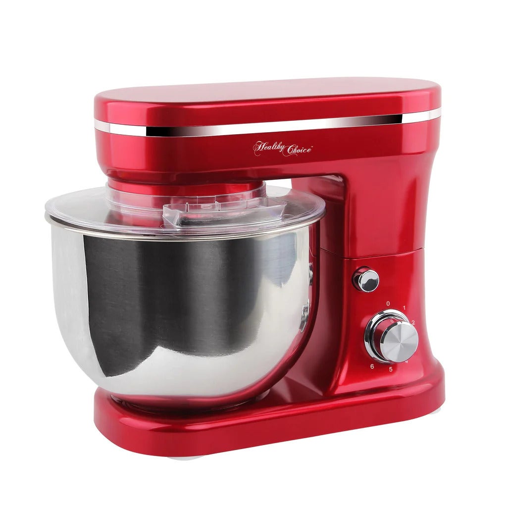 Healthy Choice Electric 1200W Mix Master 5L Stand Mixer w/Bowl/Whisk/Beater Red