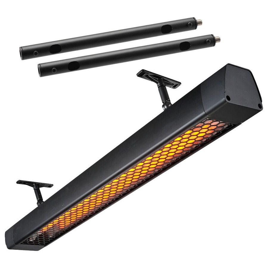 Heatstrip 3200W Intense Electric Heater & 2pc 60cm Heater Ext Mount Poles Black