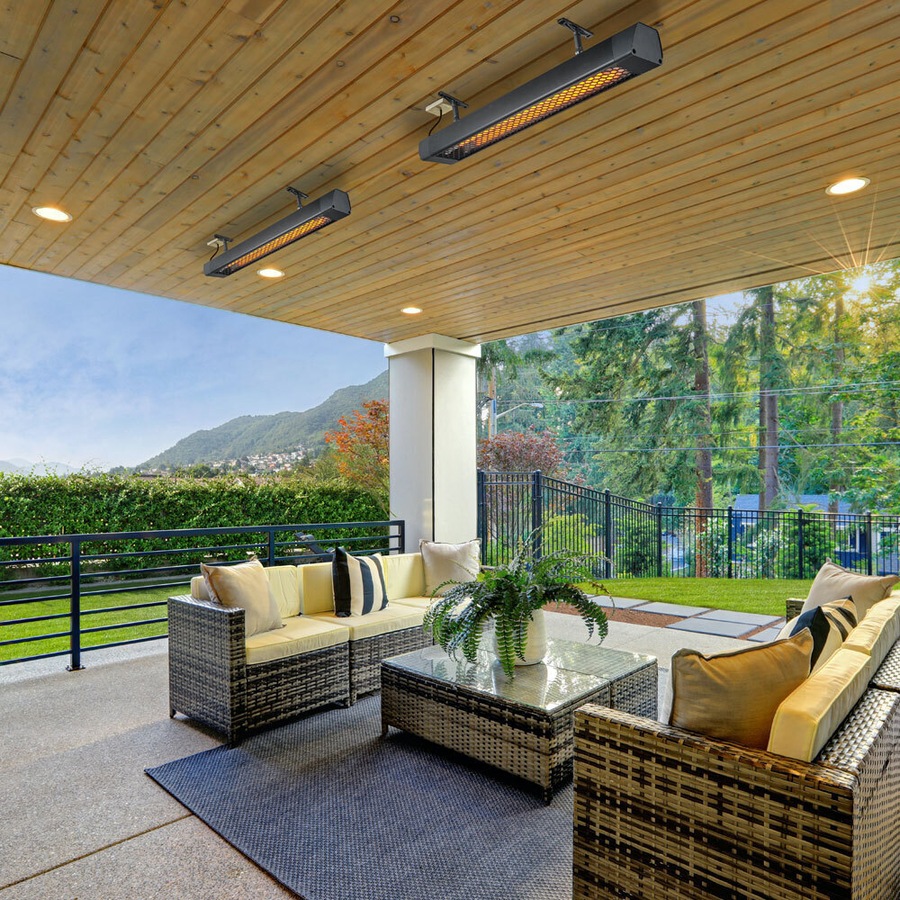 Heatstrip 3200W Intense Electric Heater & 2pc 60cm Heater Ext Mount Poles Black