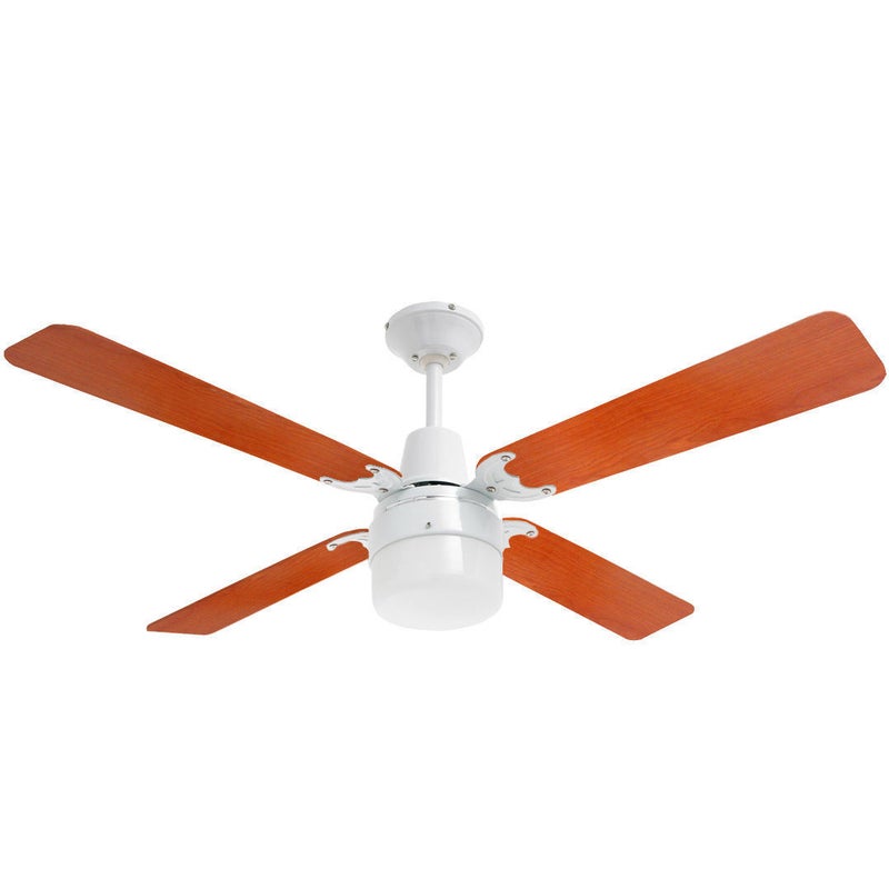 Heller Cohen 1200mm White Cherry Wood Ceiling Fan Clipper Light 4 Blades 3 Sd Fans 9312737095008 - Cherry Wood Ceiling Fans With Lights