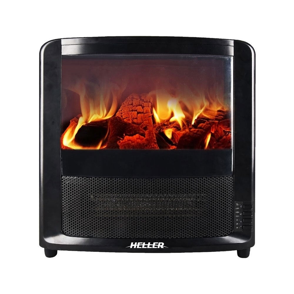 Heller 2000W LED Electric Indoor Fireplace Heater w/ Fire/Flame Effect & Timer