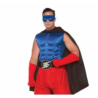 Hero Muscle Chest Sleeveless Men's Superhero Adult Costume Party One Size Blue