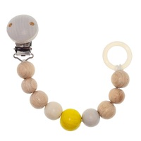Hess-Spielzeug 15cm Dummy Clip Chain Strap Holder Baby 0m+ Natural & Yellow