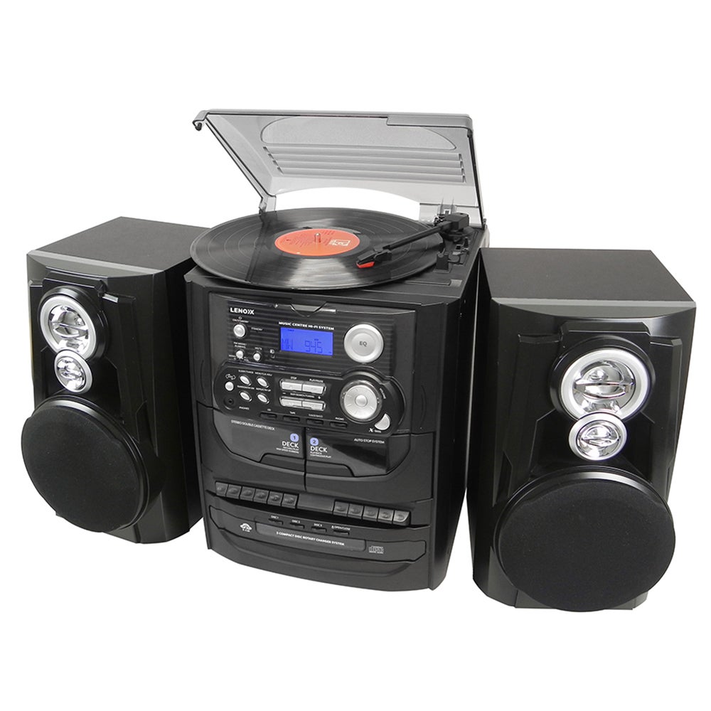 Hi-Fi Turntable Vinyl LP/3 Cd Player Dual Cassette Recorder Record AM FM Radio