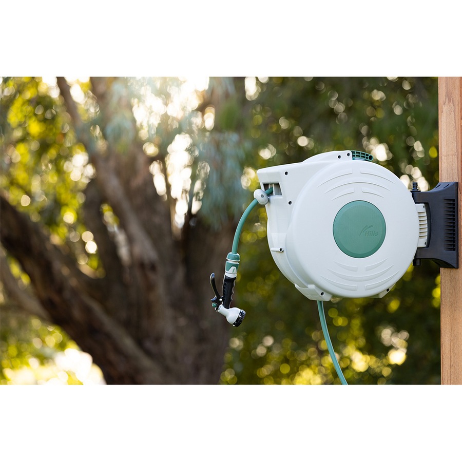 Hills 20M Retractable Wall Mounted Kink Free Water Hose Reel UV Resistant