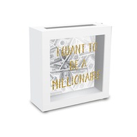 I Want To Be A Millionaire Decorative Funny Money Bank Gold Glitter 19cm Clear