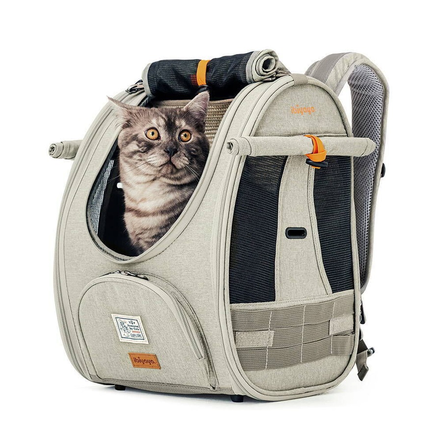 Ibiyaya Adventure Cat & Small Dog Pet Travel Carrier Backpack Grey/Green
