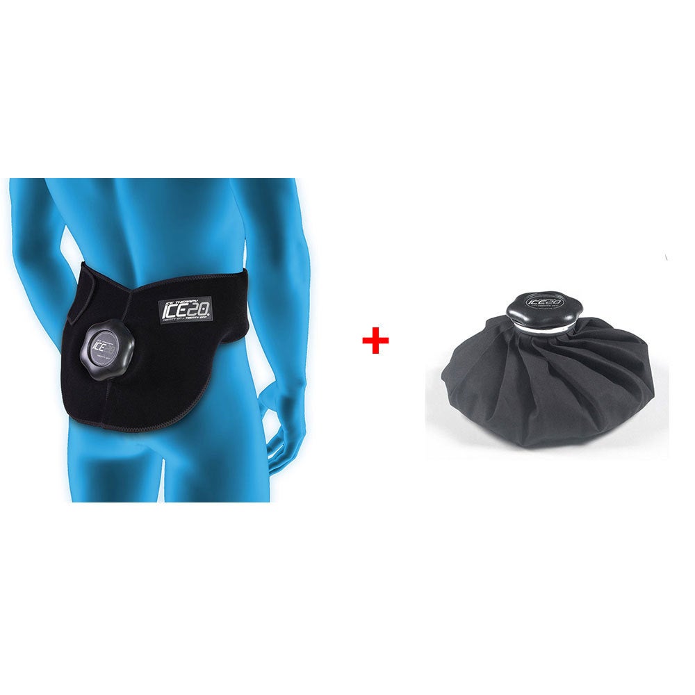 Ice20 Ice Therapy Back Hip Cold Compression Wrap w/ 11" Ice Bag