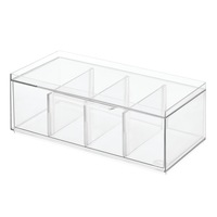 iDesign Crisp 31.75x16.51cm Tea Bag/Sugar Packet Storage Organiser w/ Lid Clear