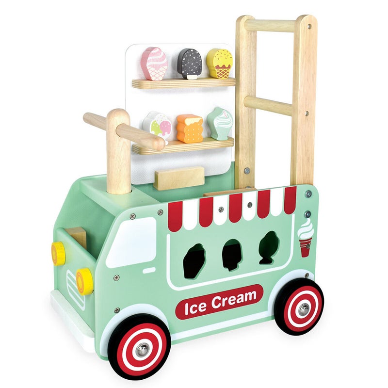 Buy Im Toy 52cm Wood Walk & Ride Ice Cream Truck Sorter Kids Ride-On ...