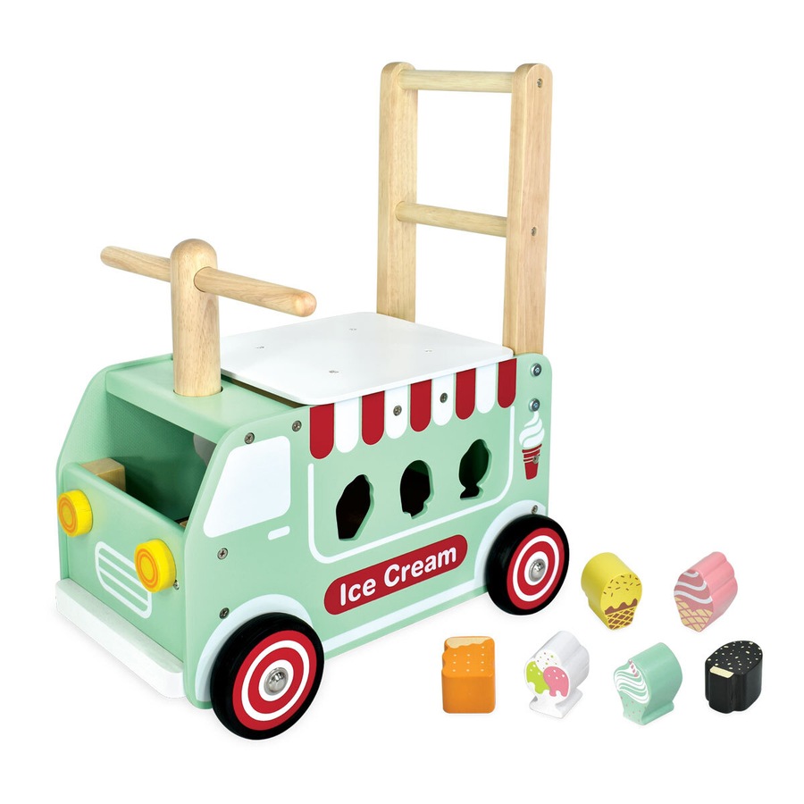 Im Toy 52cm Wood Walk & Ride Ice Cream Truck Sorter Kids Ride-On Fun Toy 12m+