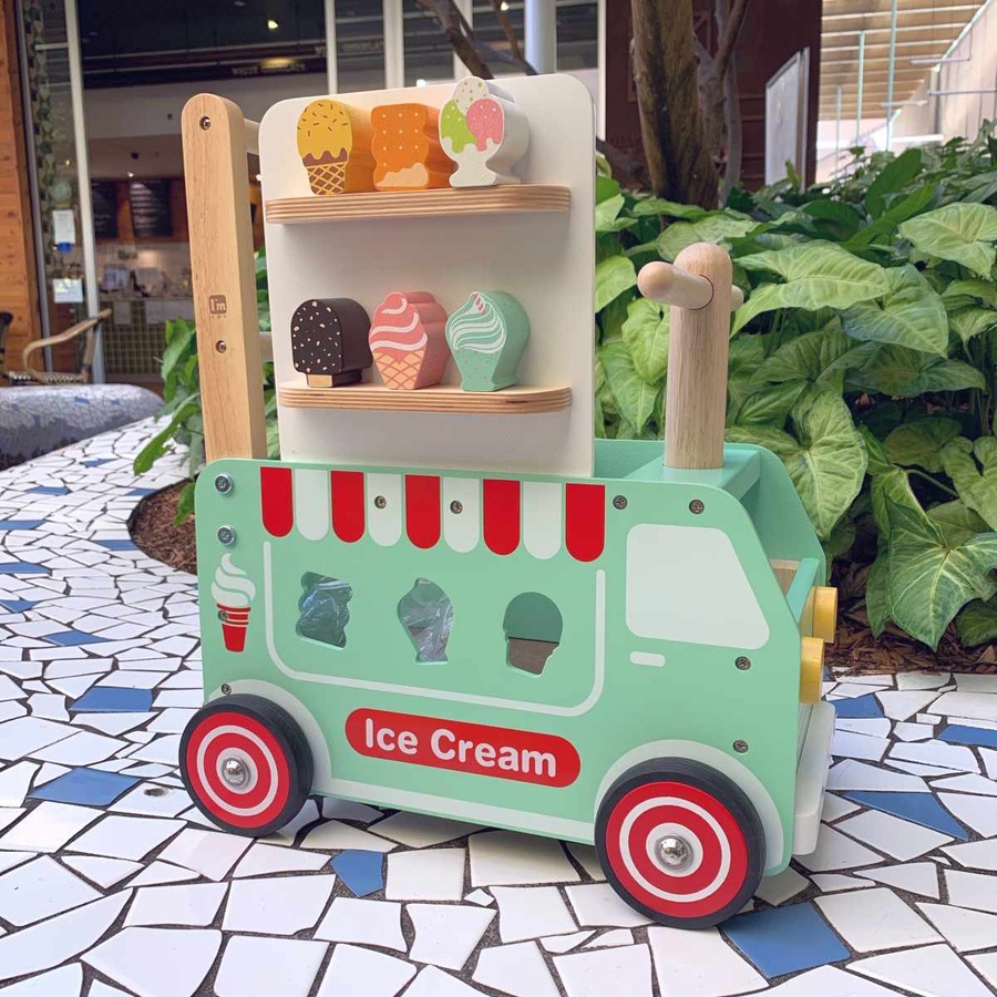 Im Toy 52cm Wood Walk & Ride Ice Cream Truck Sorter Kids Ride-On Fun Toy 12m+