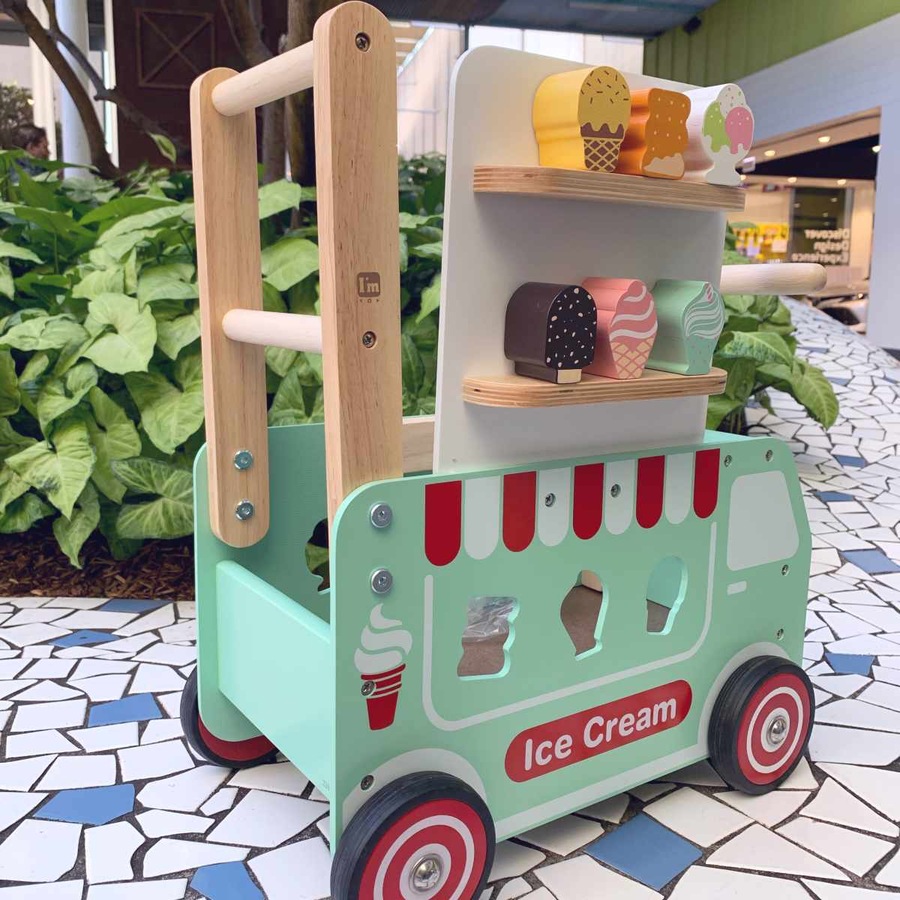 Im Toy 52cm Wood Walk & Ride Ice Cream Truck Sorter Kids Ride-On Fun Toy 12m+