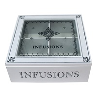Infusions MDF 18cm Tea Box Home/Kitchen Decorative Teabag Organiser Small White