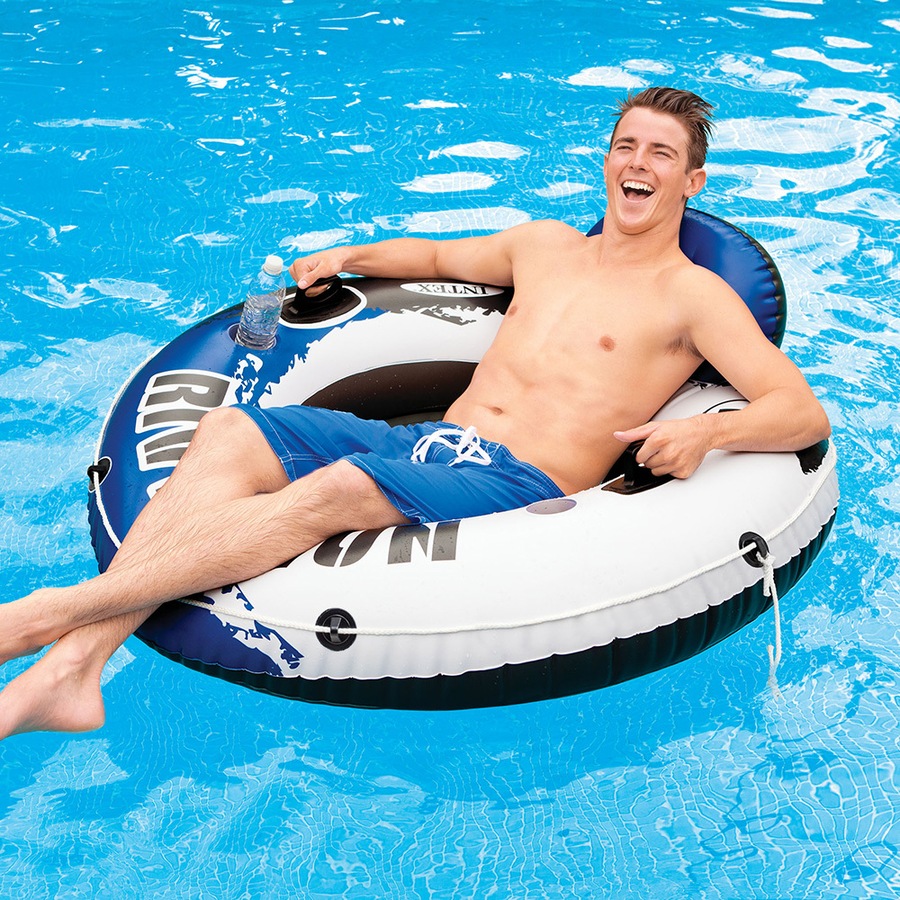 Intex 135cm Inflatable Round Ride-On Seat Run Tube River/Pool/Float Adult/Kids