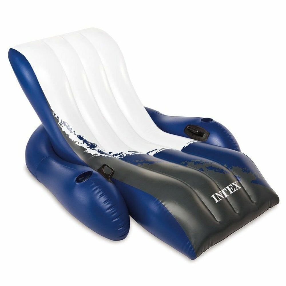 Intex 180cm Inflatable Floating Recliner Lounge Swimming Pool Float 15y+ Blue